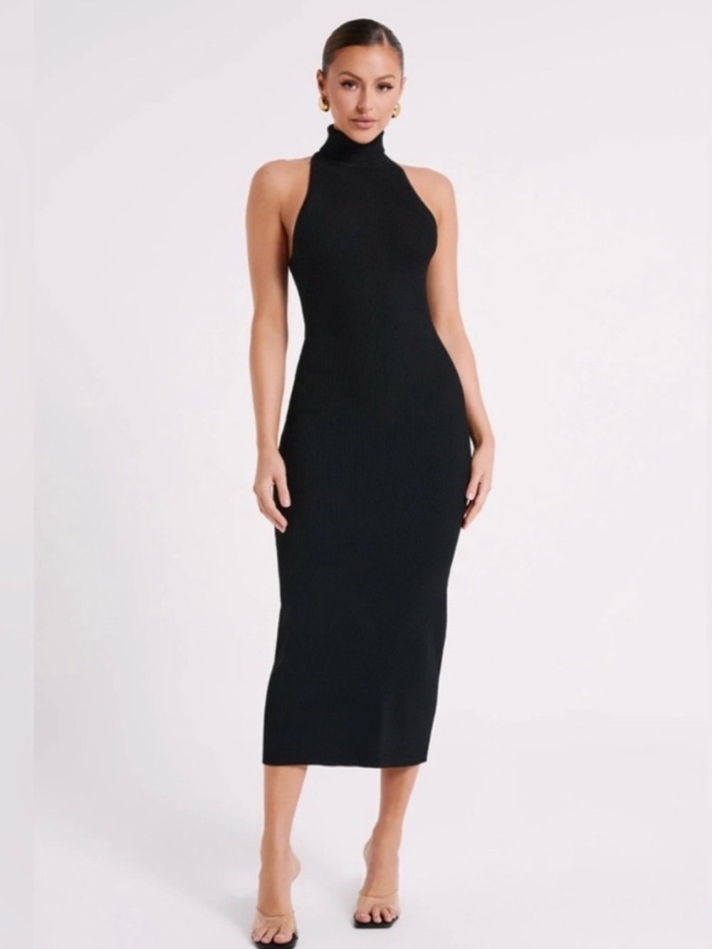 Meshki Connie Turtleneck Knit Midi Dress - Black - Size S (worn once)